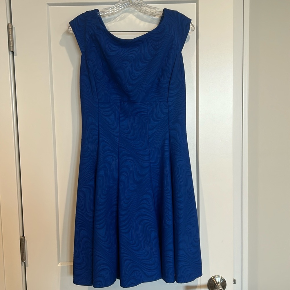 Danny & Nicole Blue Pleated Midi Dress